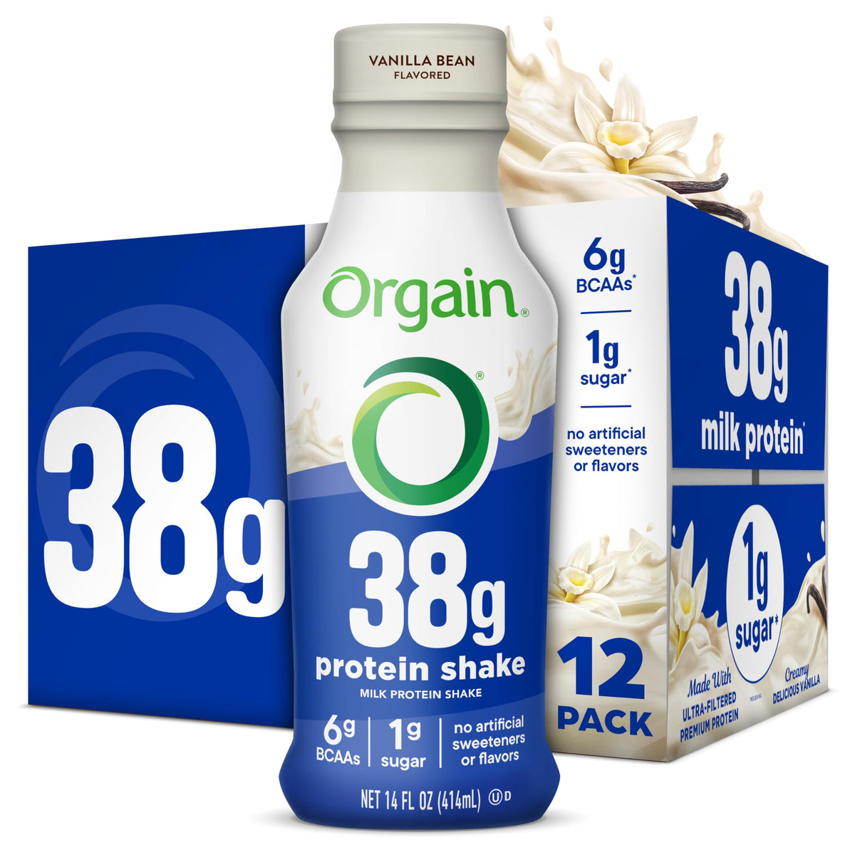 High Protein Grass-Fed Shake, Vanilla, 14 oz, 12pk O48116