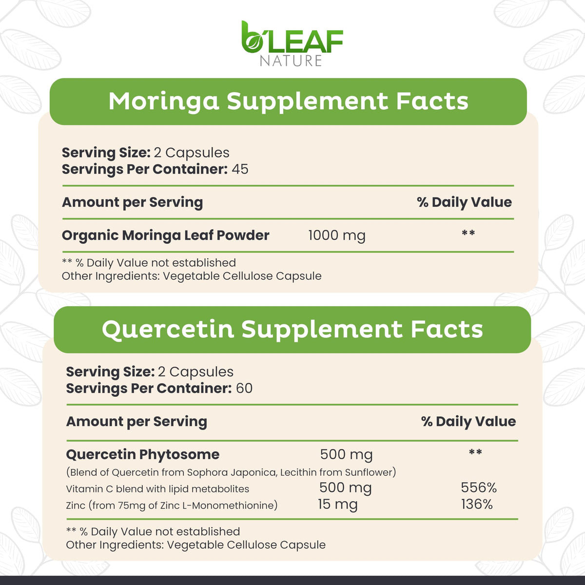 Moringa and Quercetin 1000mg Vegan Capsules M958141