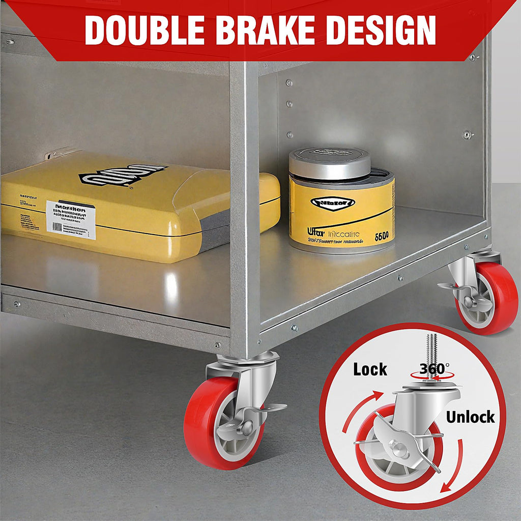 3 Inch Heavy Duty Stem Casters Swivel Wheels with Brake, Set of 4 V18288