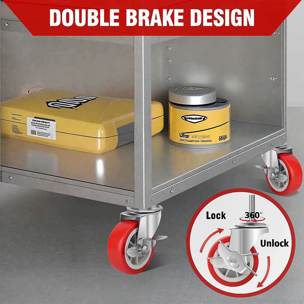 3 Inch Heavy Duty Stem Casters Swivel Wheels with Brake, Set of 4 V18288