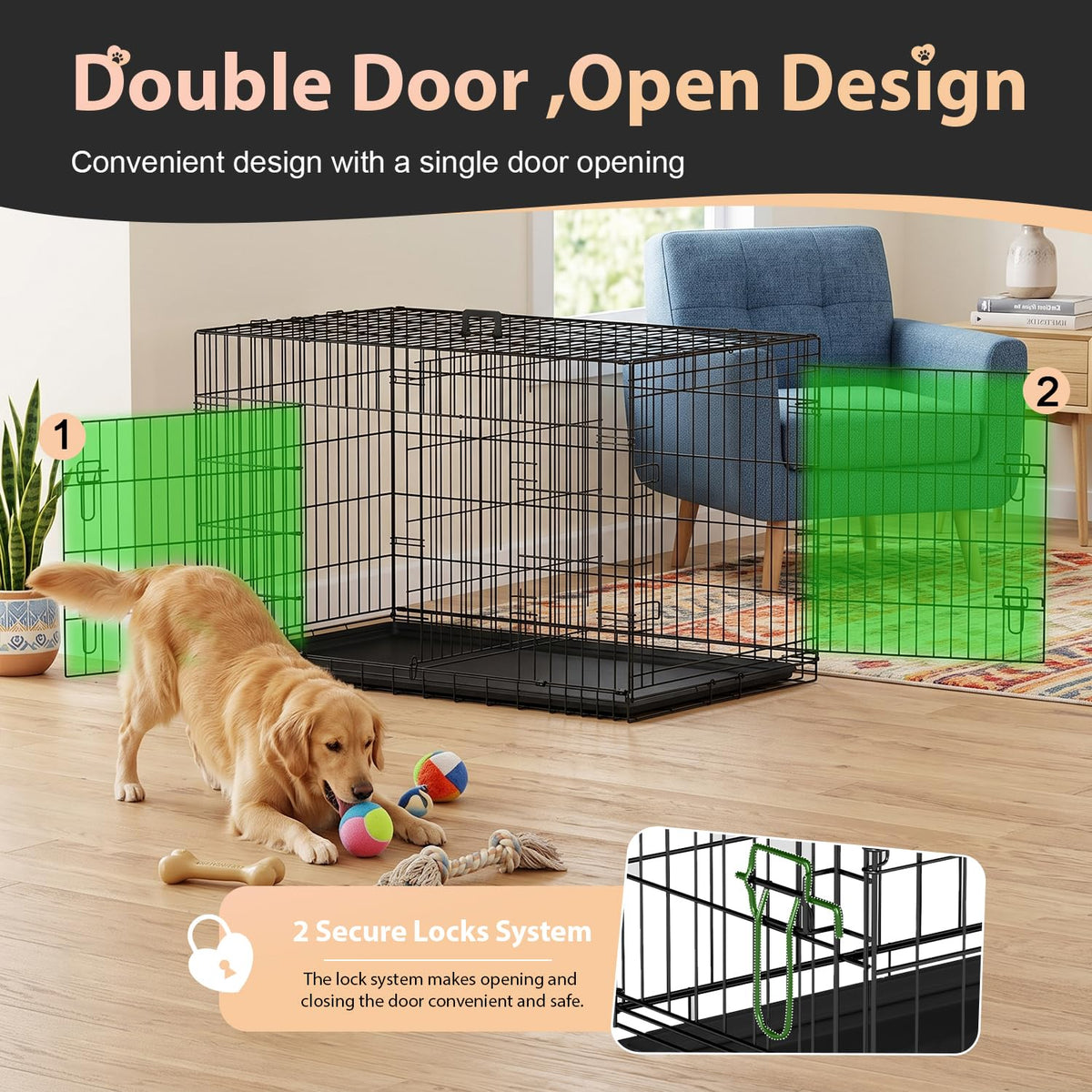 48" Double Door Crate Kennel with Divider J812626