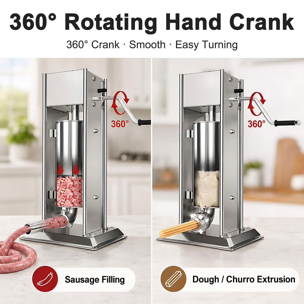 Manual Churros Maker with 4 Pastry Nozzles J40320