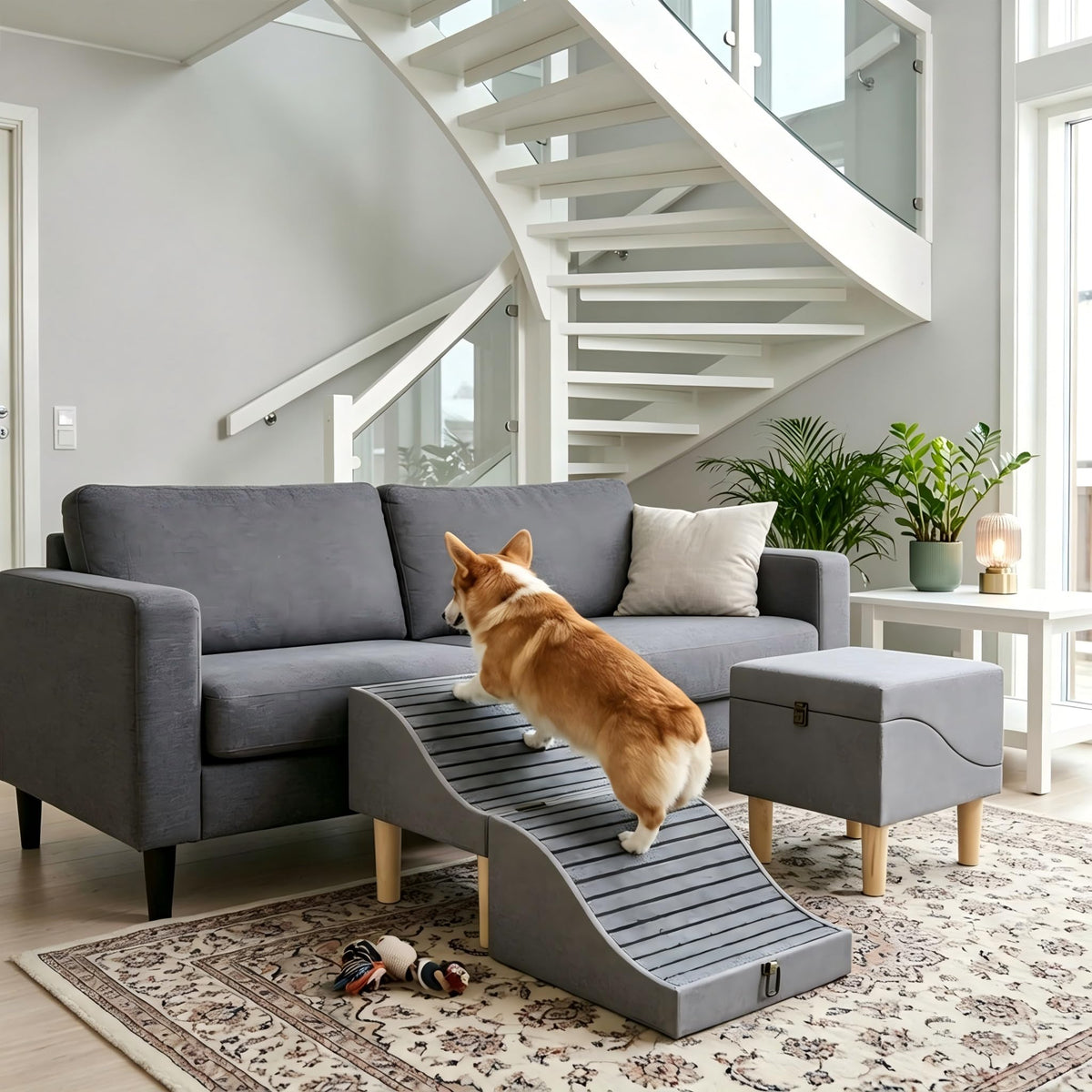 Foldable Pet Stair 2-in-1 Gray D4574