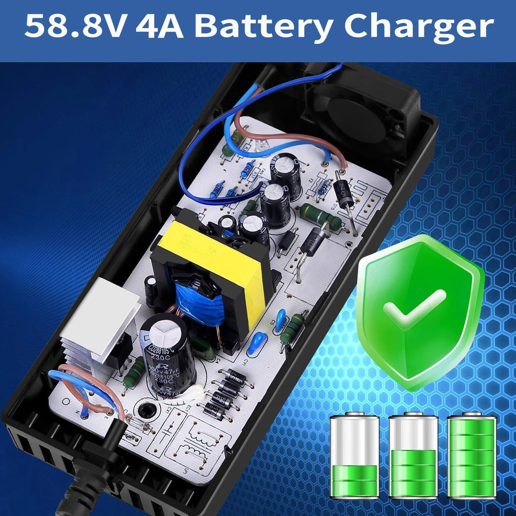 58.8V 4A 3-Plug Lithium Li-ion Battery Charger P409