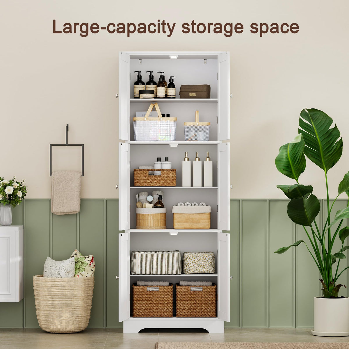 63.2" Tall Bathroom Storage Cabinet with 6 Doors Q5194
