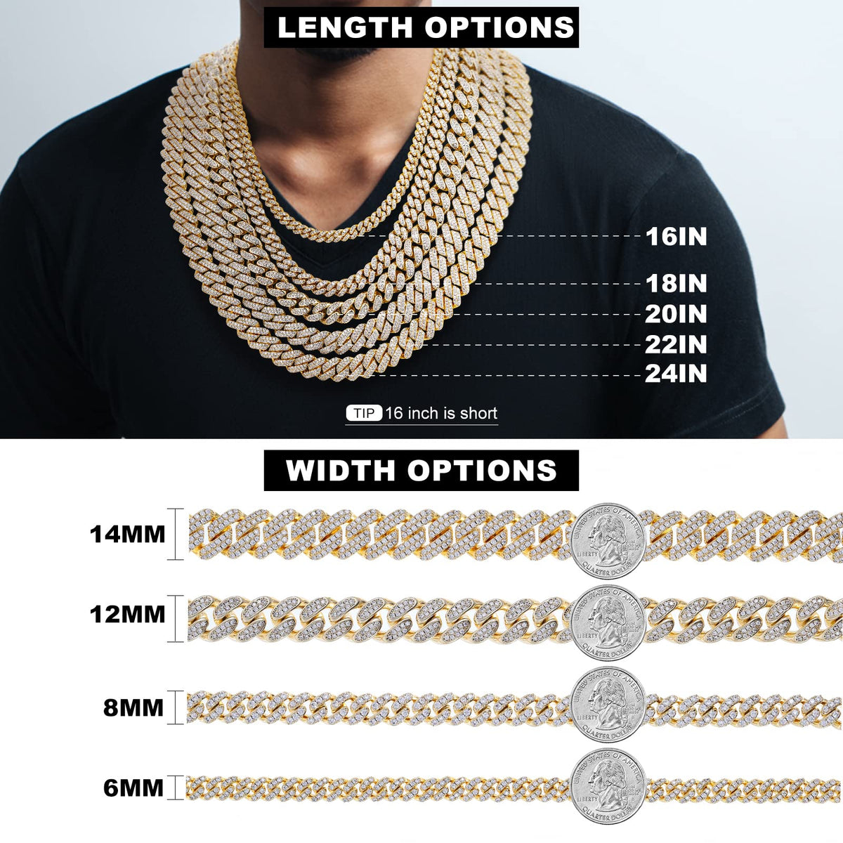Moissanite Cuban Link Chain Necklace 18k Gold Plated 925 Sterling Silver S7346