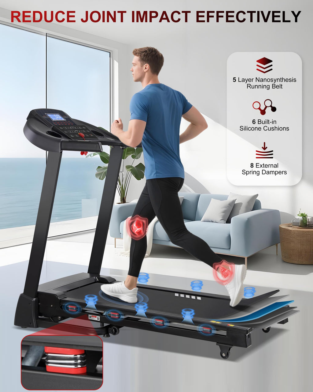 Heavy Duty Treadmill with 15-Level Auto Incline F6117