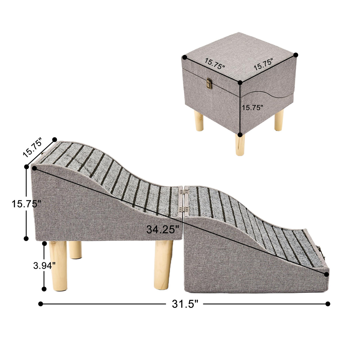 Foldable Pet Stair 2-in-1 Gray D4574
