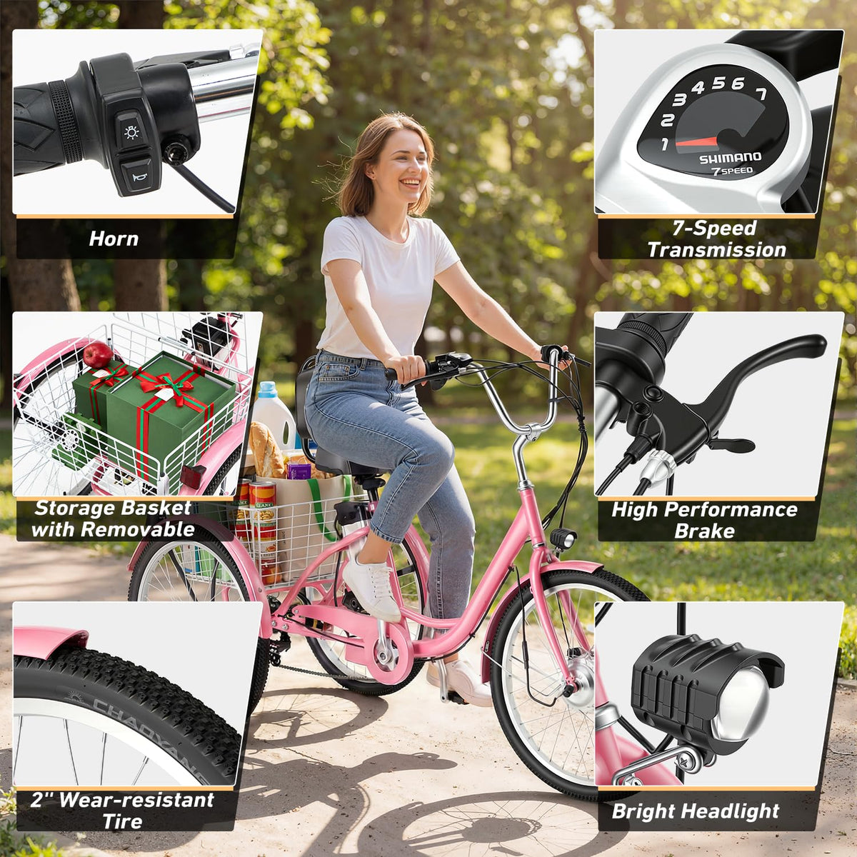 500W 3-Wheel Electric Trike with Removable Battery V502449