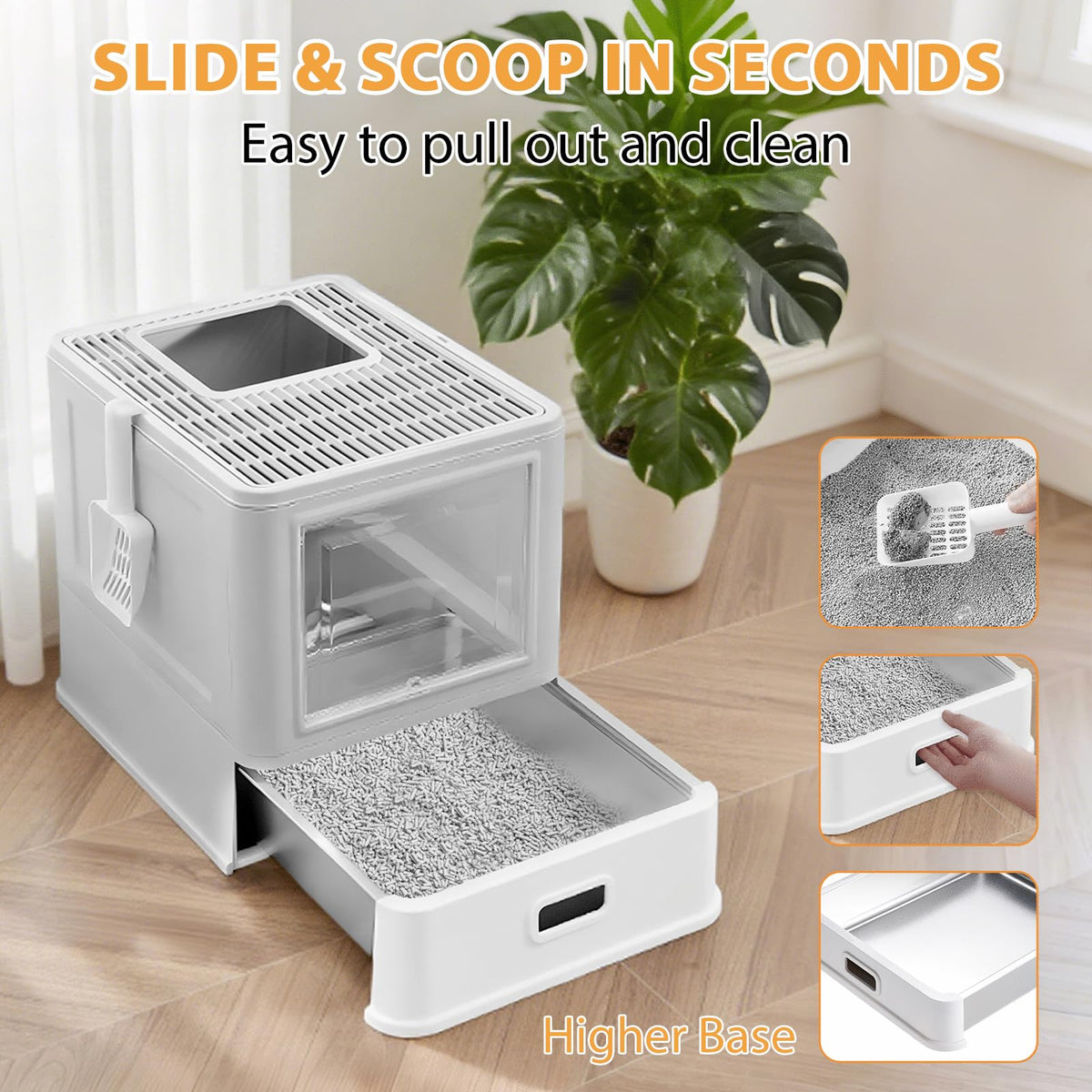 XL Stainless Steel Cat Litter Box with Drawer S251