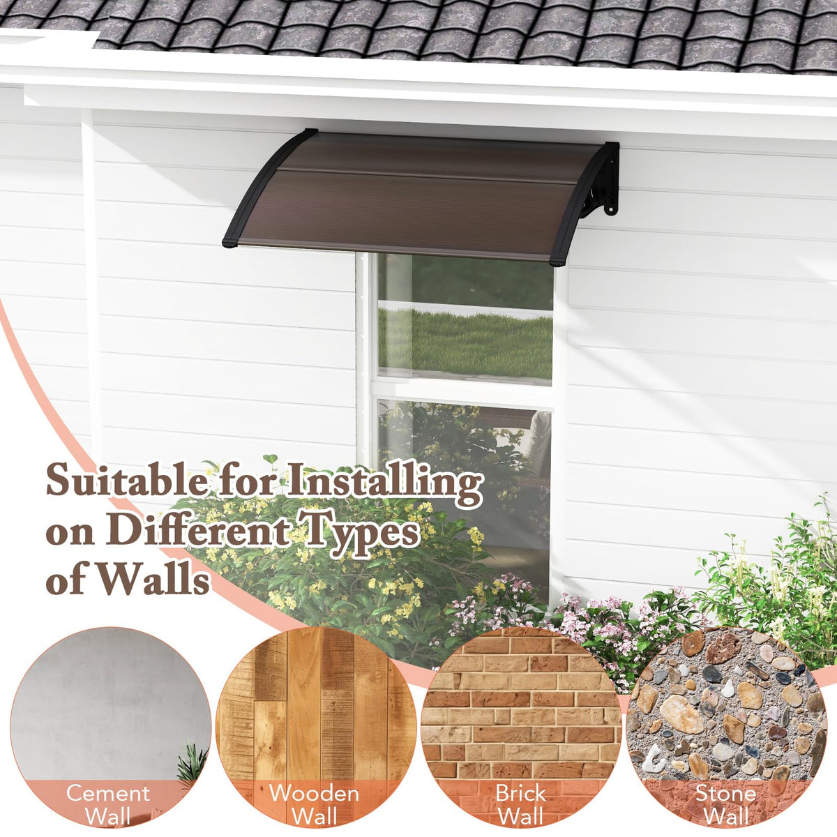 46" x 38" Polycarbonate Door Awning Canopy O3700