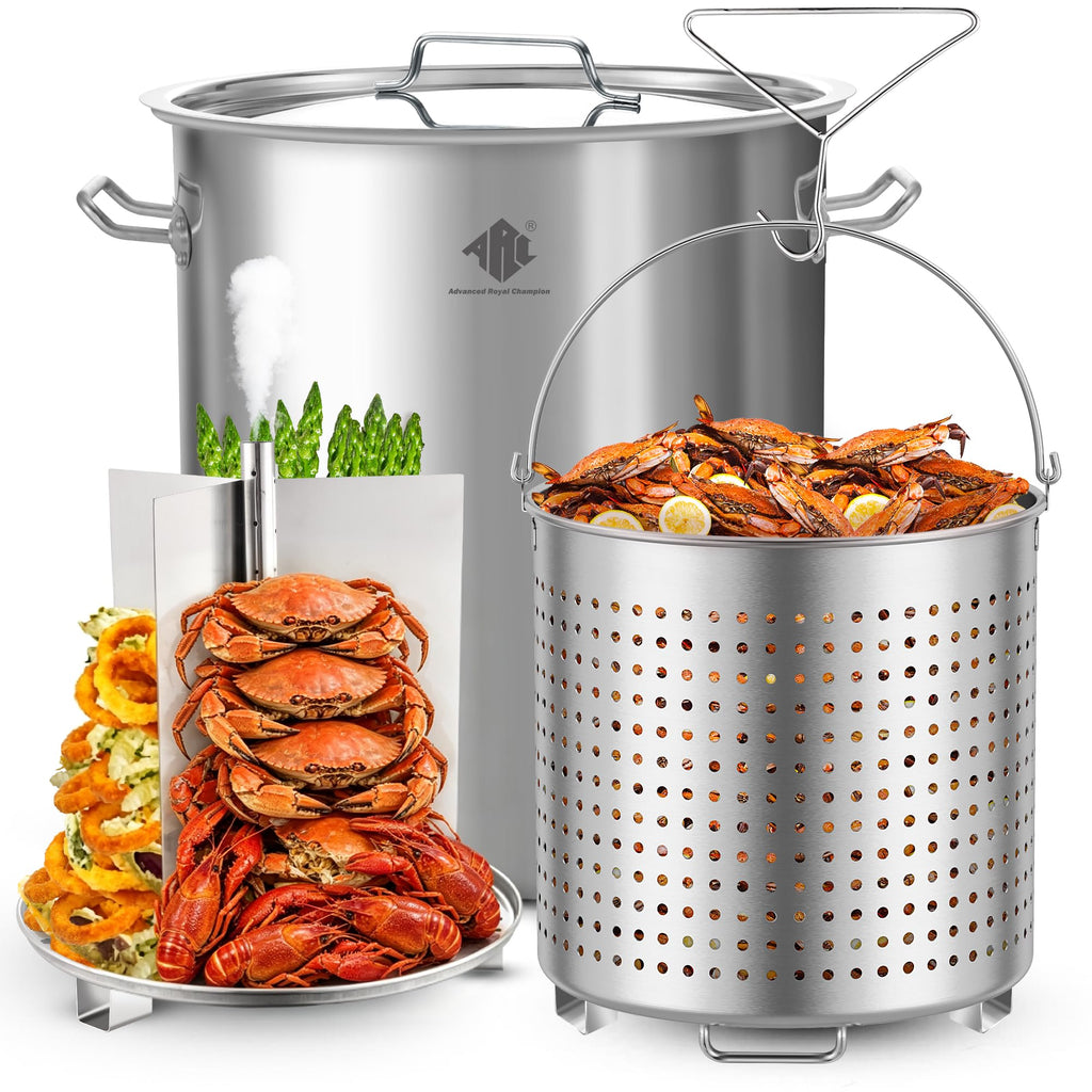 64QT Stainless Steel Stockpot with Basket S365