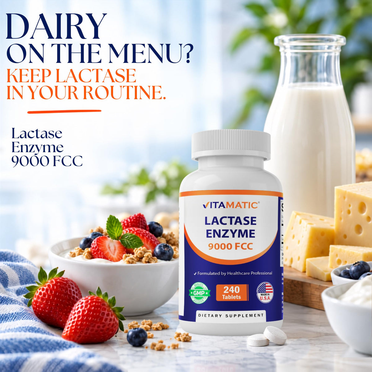 Lactase Enzyme 9000 FCC 240 Tablets P85212