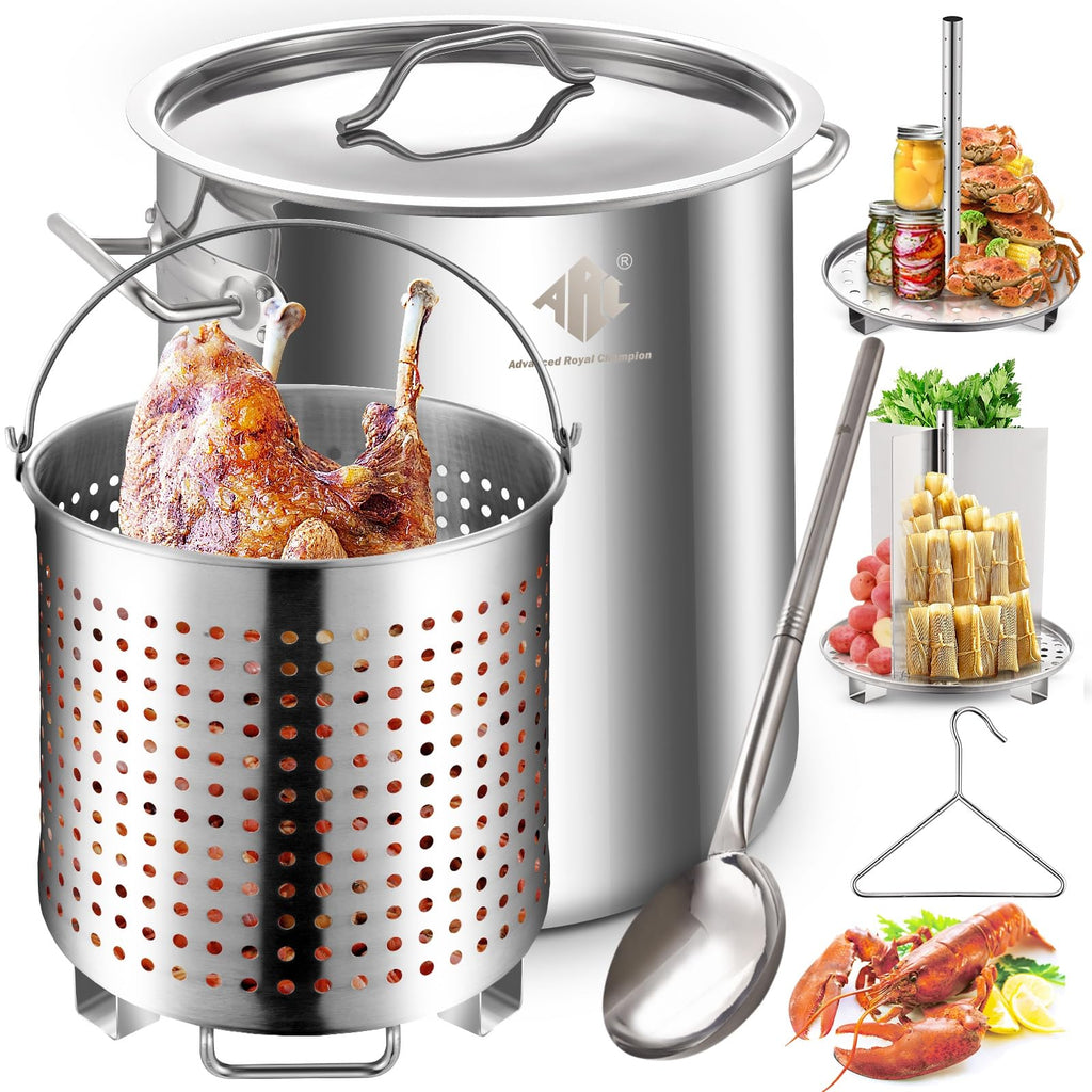40 Quart Stainless Steel Stockpot with Basket and Steam Rack B853
