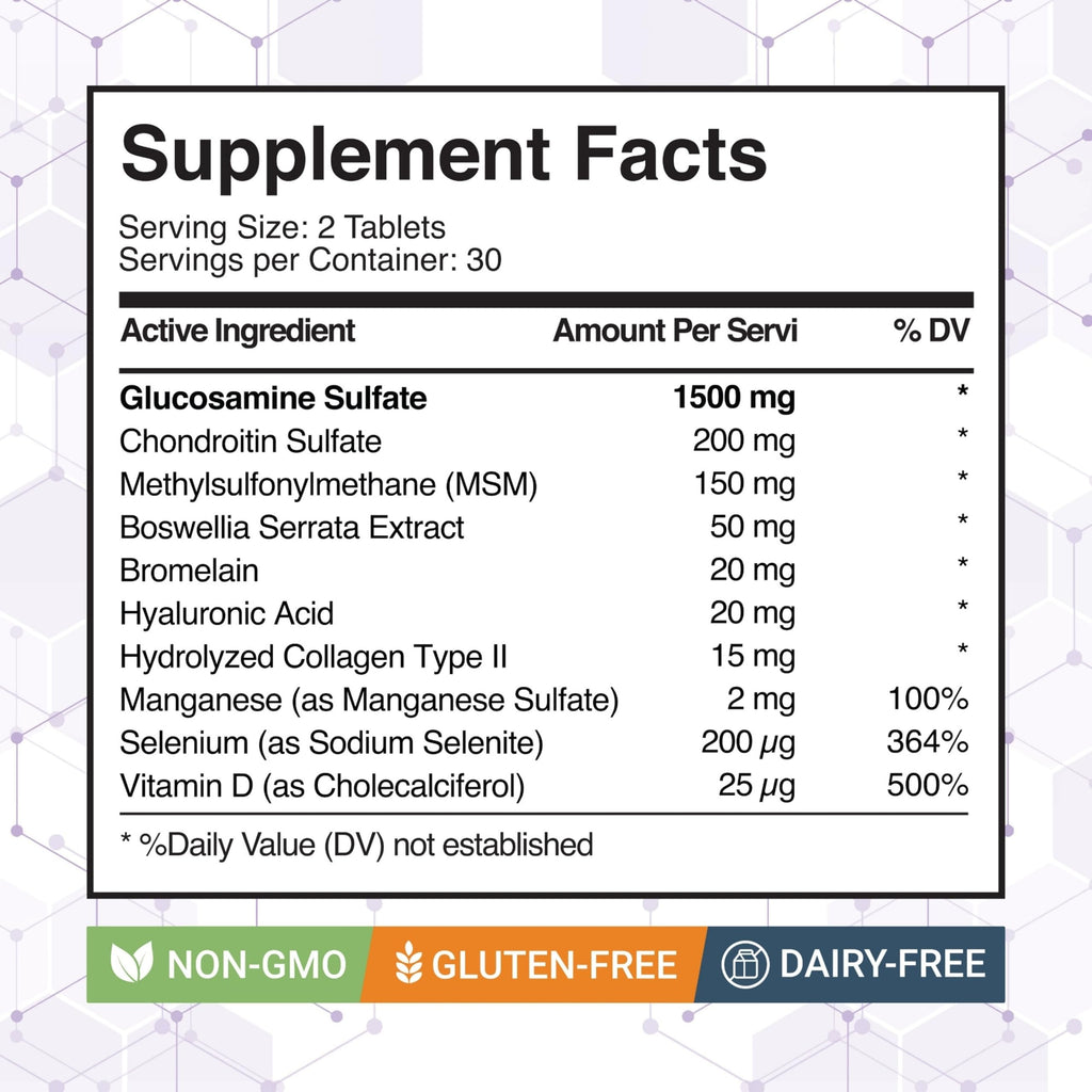 Glucosamine Chondroitin MSM Dietary Supplement 60 Tablets J5367