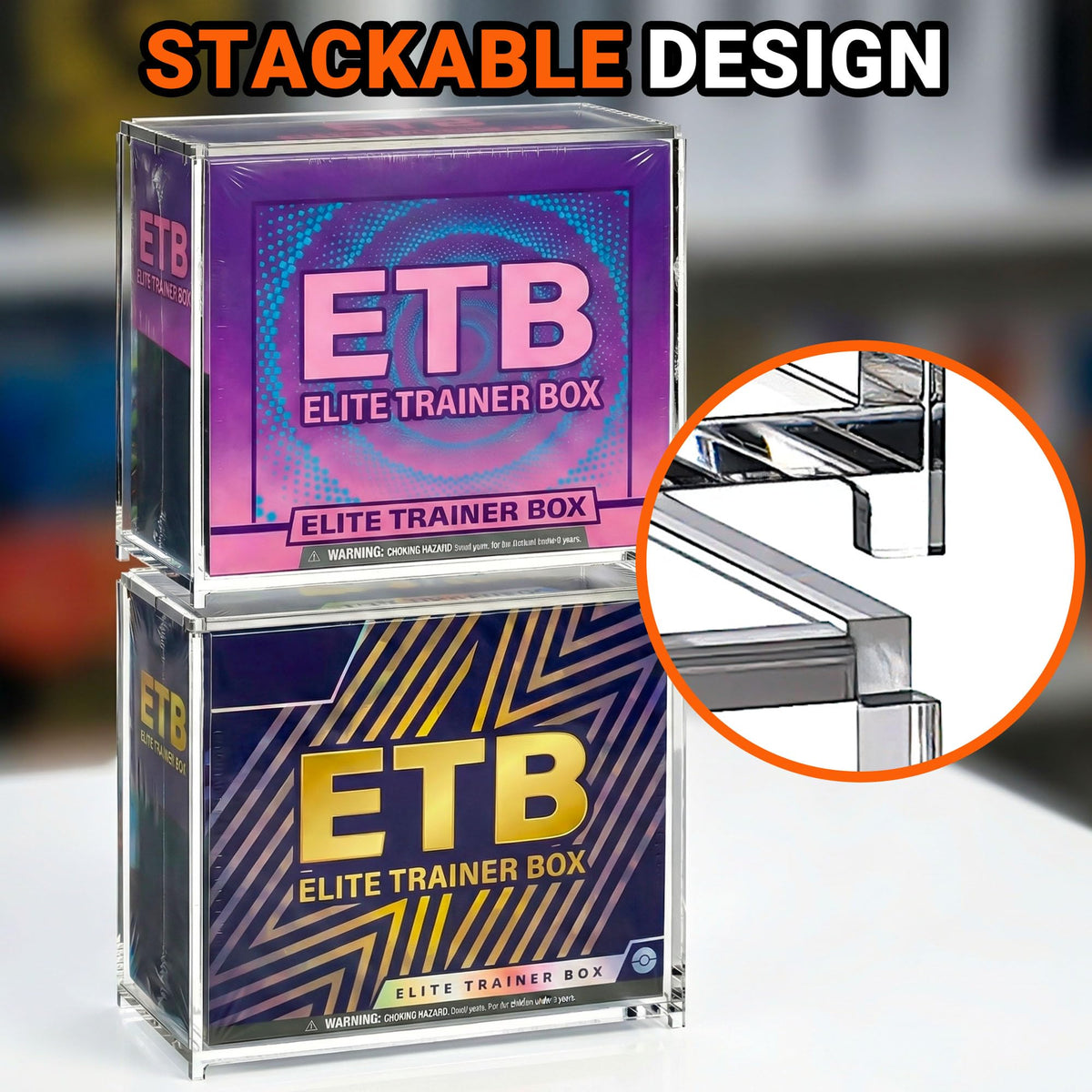 2 Pack Acrylic Case Stackable Magnetic Protector for ETB Storage G823