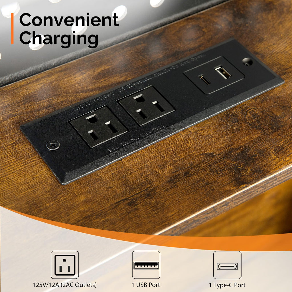 14 Inch Full Floating Bed Frame with USB Charging Station and LED Lights W644
