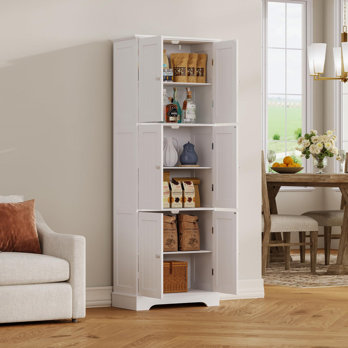 63.2" Tall Bathroom Storage Cabinet with 6 Doors Q5194