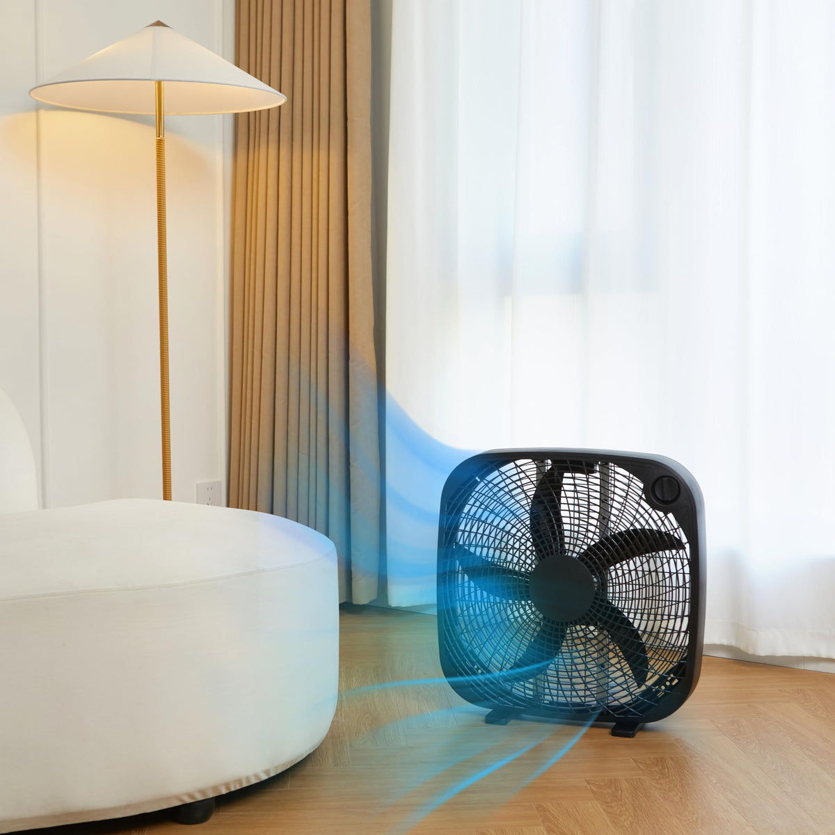 Black 20-Inch 3-Speed Box Fan with Carry Handle S482