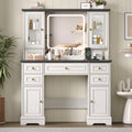 White Makeup Vanity Desk with Mirror and LED Lights G816