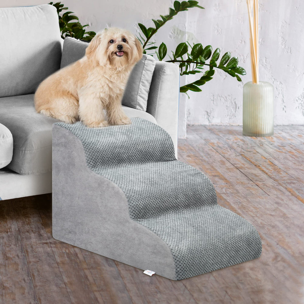 High Density Foam Dog Stairs 3 Steps Grey K280702