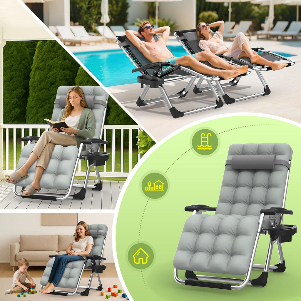 Zero Gravity Reclining Camping Lounge Chair with Cup Holder M895
