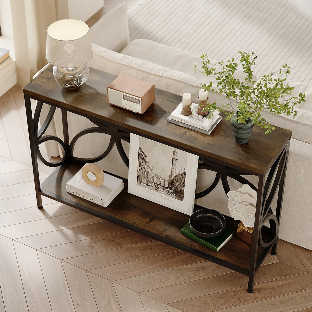 Narrow Sofa Table 47.2 Inch Industrial Console Table with Storage R99988