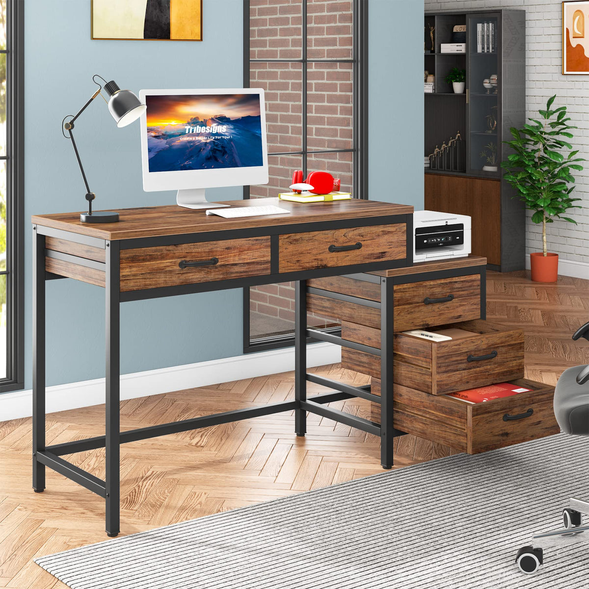 Computer Desk with 5 Drawers W681783