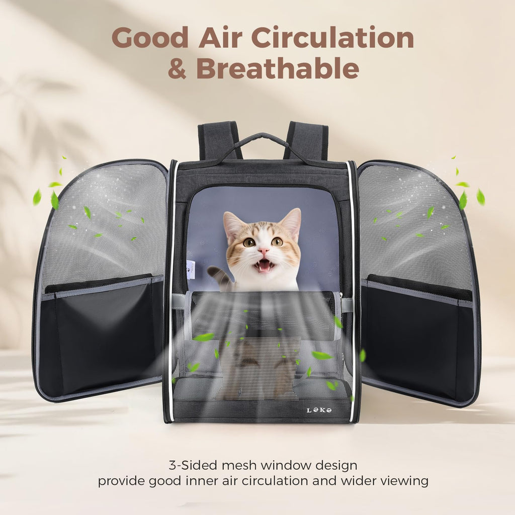 Dog Carrier Backpack for Small Medium Dogs Cats up to 18 lbs, Breathable Pet Backpack Carrier with 3 Entrances W888