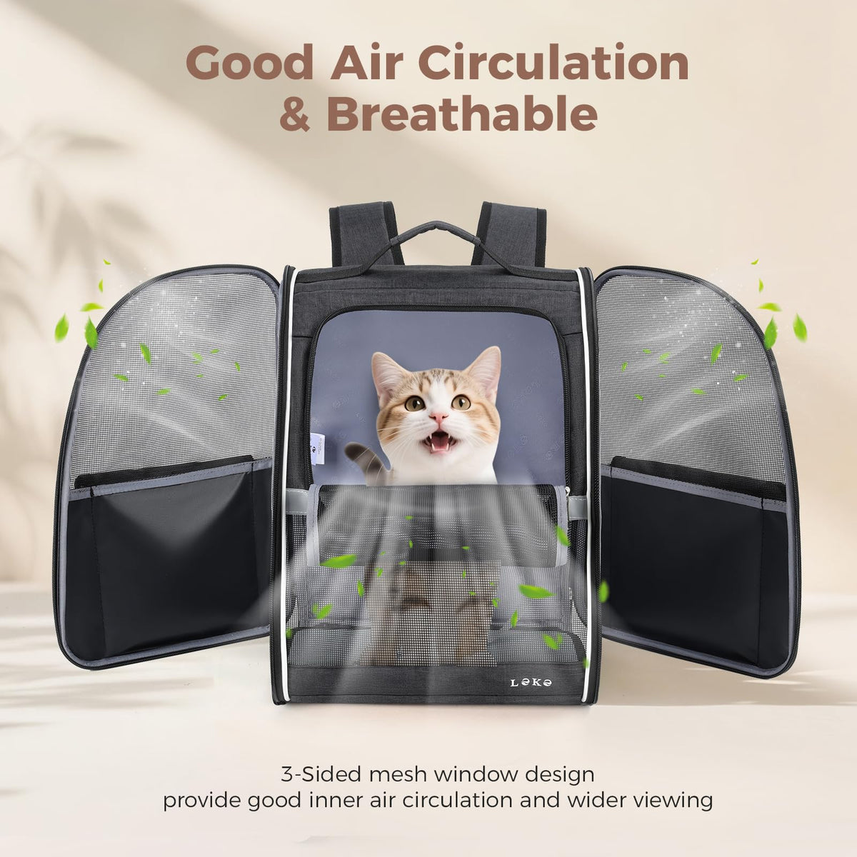 Dog Carrier Backpack for Small Medium Dogs Cats up to 18 lbs, Breathable Pet Backpack Carrier with 3 Entrances W888