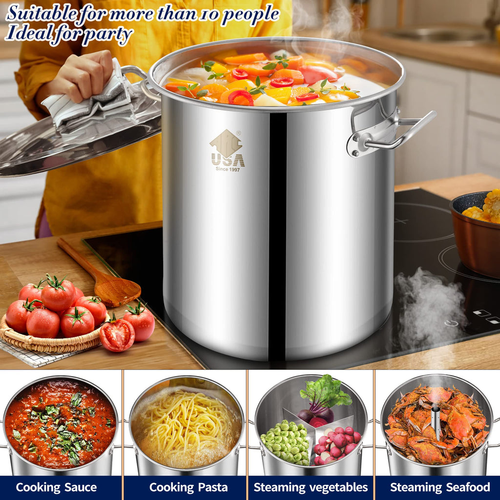 40 Quart Stainless Steel Stockpot with Basket and Steam Rack B853