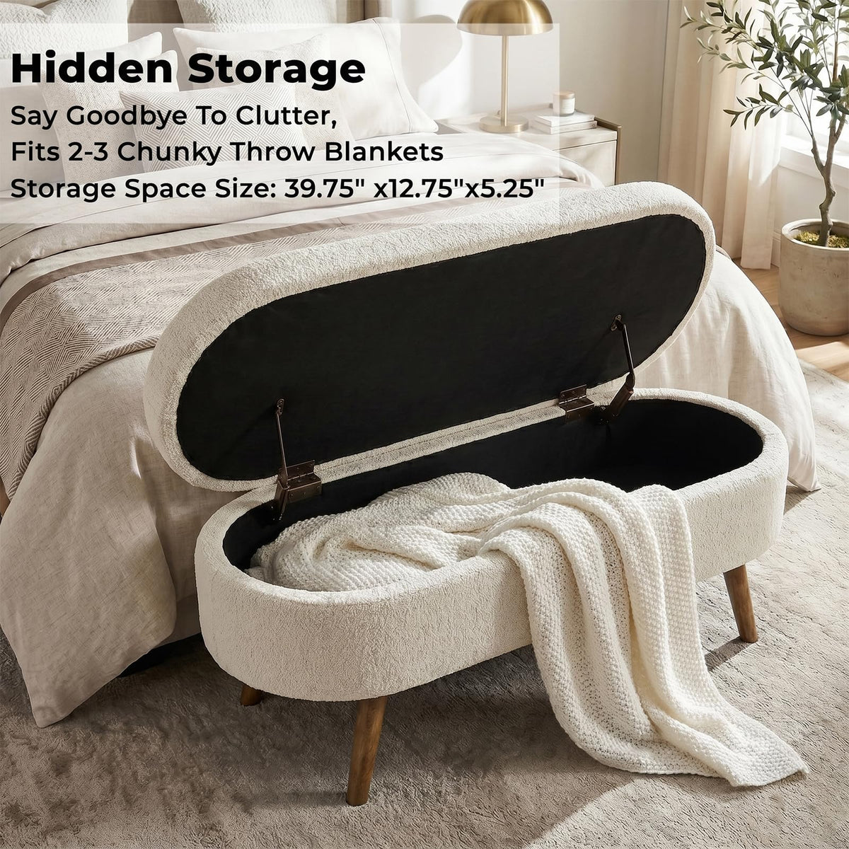 43.5” Upholstered Storage Ottoman Bench L833