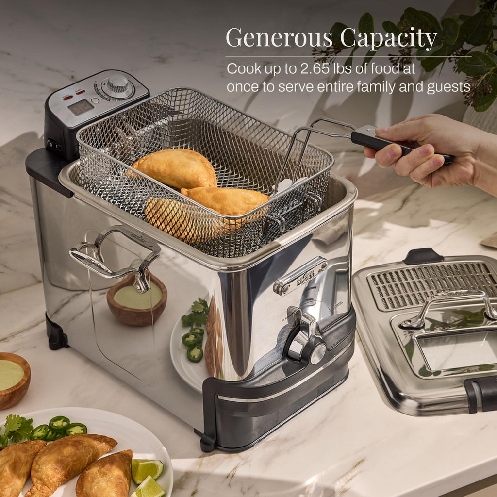 Electric Deep Fryer with Basket and Lid, Stainless Steel, 1700W I601