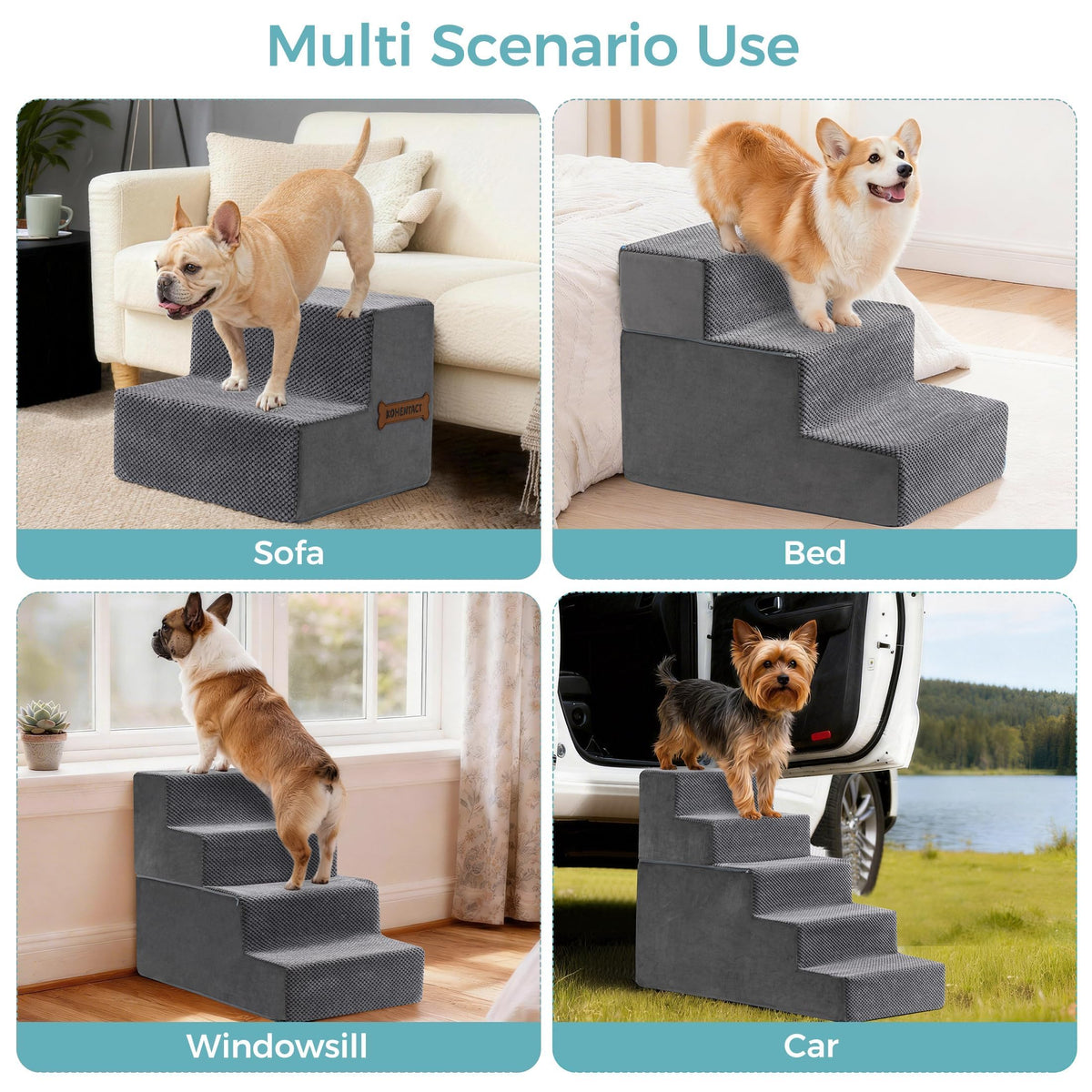 Detachable Non-Slip Grey Dog Stairs R8391